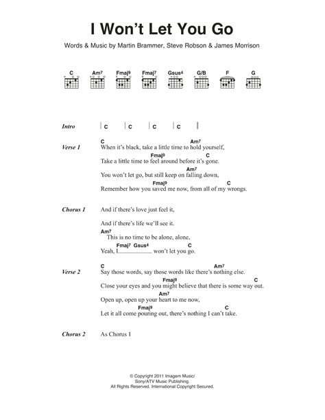 I Won't Let You Go by James Morrison - Guitar Chords/Lyrics - Guitar ...