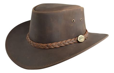 Mens Distressed Leather Western Outback Australian Hat Bush hat Brown | eBay