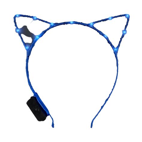 Blue LED Kitty Cat Ear Headband | Best Glowing Party Supplies