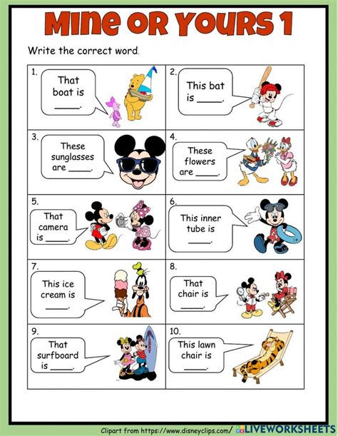 Ejercicio de Mine or Yours 1 | Worksheets, Preschool activities, Childrens activities