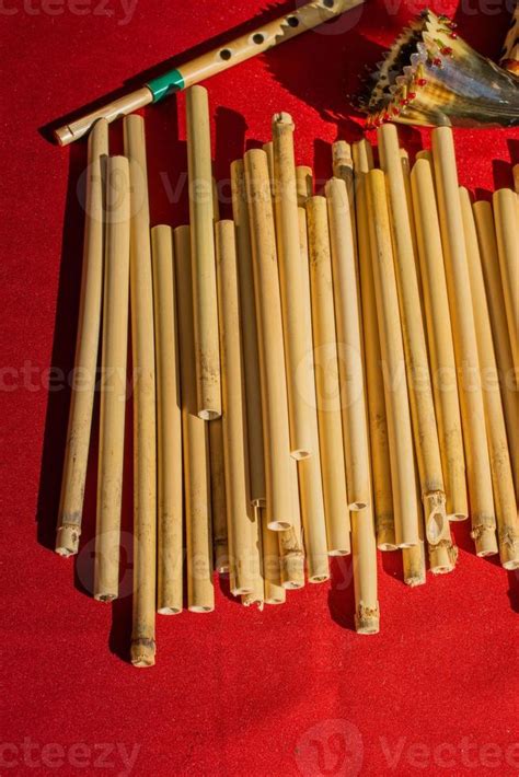 Dozens of handmade bamboo flutes in display 16749797 Stock Photo at ...