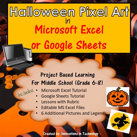 Halloween Themed Pixel Art - Microsoft Excel Google Sheets | Made By ...