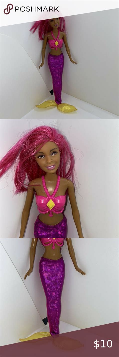 Barbie Mermaid Tail Doll Pink Hair 1999 Doll Gold Sparkle Fins Purple Tail | Tails doll, Pink ...