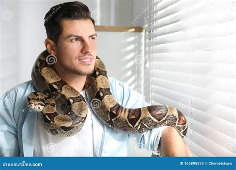 Man with His Boa Constrictor. Exotic Pet Stock Image - Image of male ...