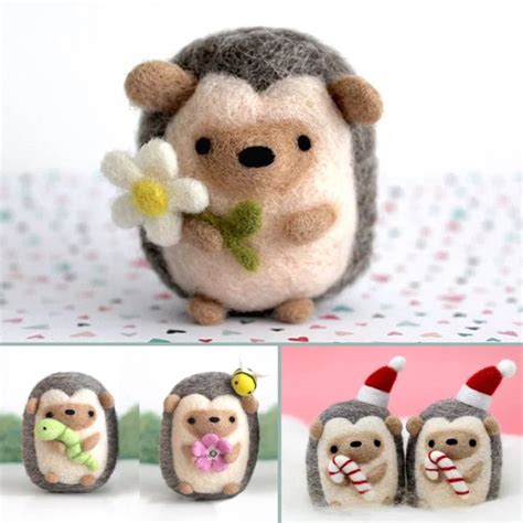 DIY Animal Hedgehog Wool Needle Felt Toy Doll Wool Felting Poked Needle Kit DIY Package Non ...