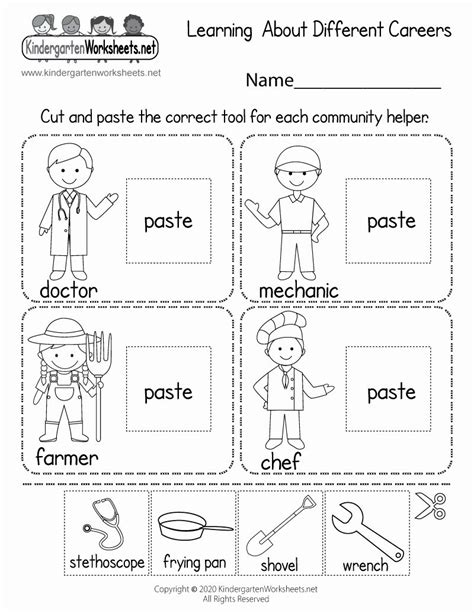 Jobs Worksheet for Kindergarten | Community helpers worksheets preschool, Community helpers ...