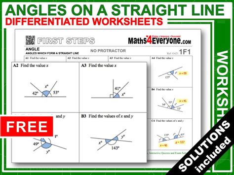 Angles on a Straight Line (Worksheets with Answers) | Teaching Resources