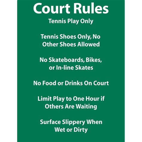 Tennis Court Rules Sign — Active Sports