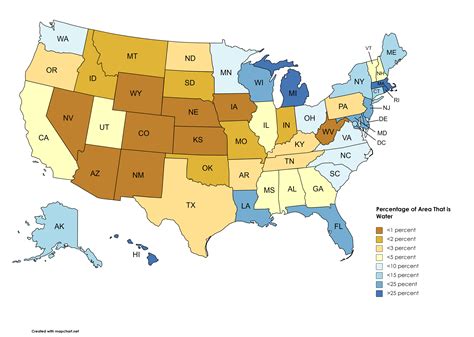 States by Amount of Water [OC] : MapPorn