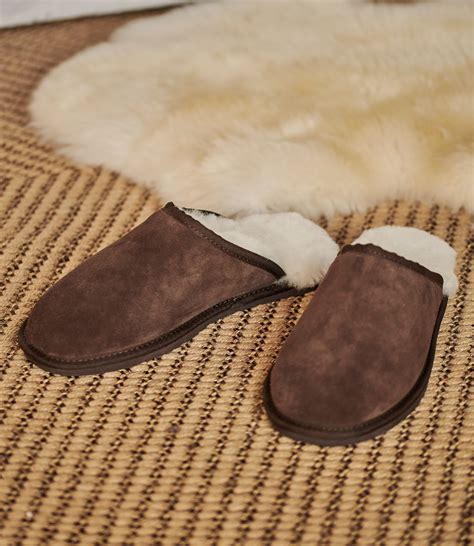 Dark Camel | Mens Sheepskin Mule Slipper | WoolOvers US