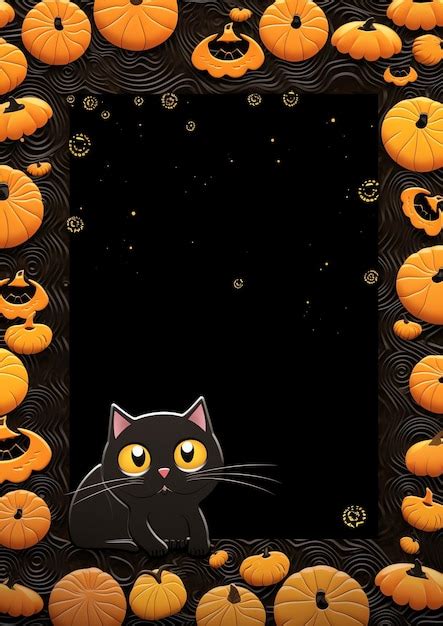 Premium AI Image | Black Cat Cookie halloween frame border