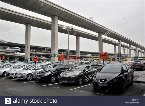 Rent a car parking Roissy Charles de Gaulle airport Paris France Stock ...