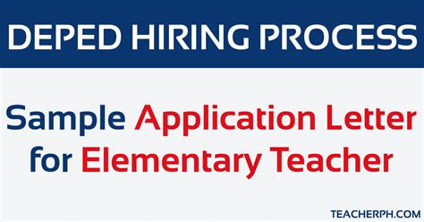 Sample Application Letter for Elementary Teacher - TeacherPH