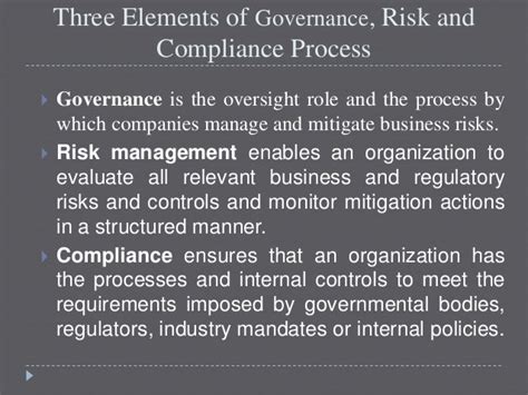 Governance, risk and compliance framework