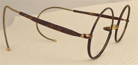 Antique Tortoiseshell Vintage Eyeglasses Round LENS Black