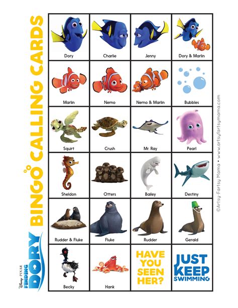 Finding-Dory-Bingo-Set.pdf | Finding nemo characters, Finding dory ...