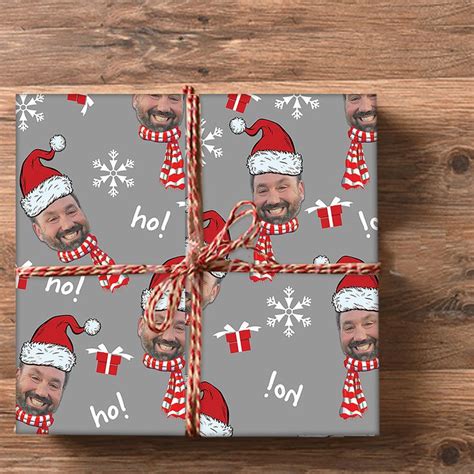 Funny Santa wrapping paper with photo- photo wrapping paper- Christmas gift wrap wrapping ...