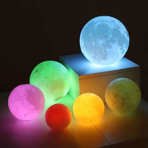 16 Color 3D Print Moonlight Luna USB Rechargeable LED Night Light Moon Lamp Bedroom Touch Switch ...