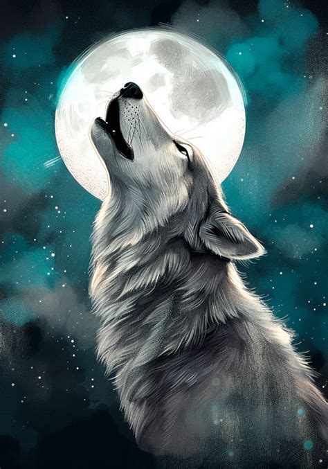 Wolf howling animal design poster - TenStickers