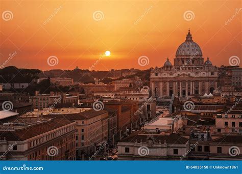 Rome skyline at sunset stock photo. Image of rome, copy - 64835158