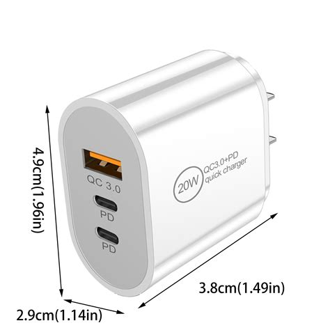 20W USB C Fast Charger Dual 2 Port PD Powered + Charger Wall Charger ...