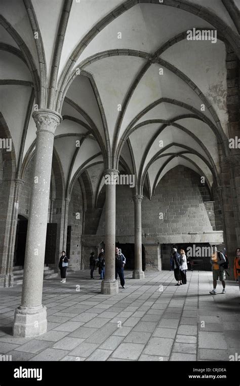 Mont Saint-Michel Abbey Interior The Marvel Refectory Stock Photo - Alamy