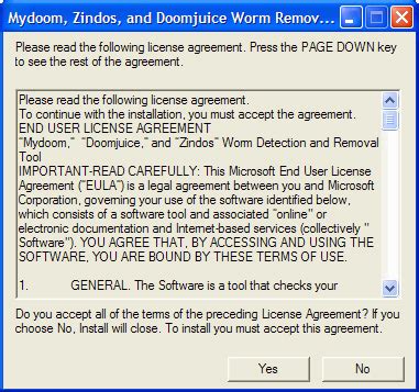 Mydoom, Zindos, and Doomjuice Worm Removal Tool 4.0 - Download, Review, Screenshots