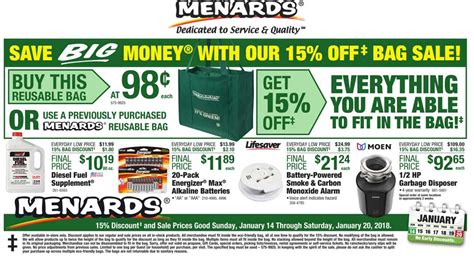 Menards Coupons - 15% off whatever fits in the bag at Menards