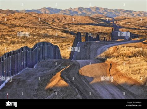 United States border fence, US/Mexico border, Nogales, Arizona USA ...