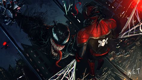 1920x1080 Venom And Spiderman Art Laptop Full HD 1080P HD 4k Wallpapers ...