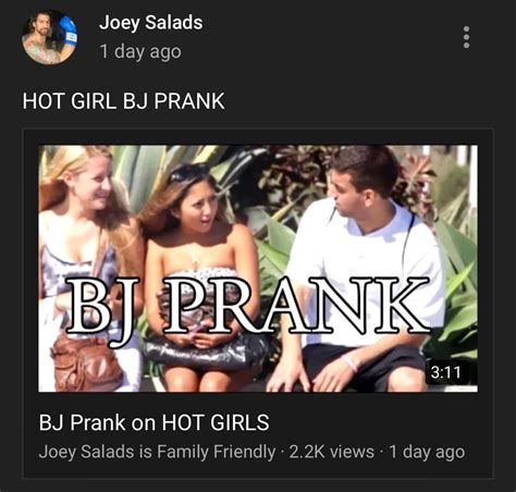 Dead prank YouTuber making a new channel called “Joey Salads is family friendly” and uploading ...