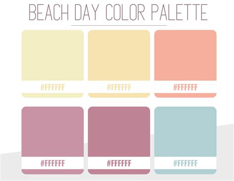 Beach Day Color Palette Hex Code Beach Day Brand Hex Codes - Etsy Australia