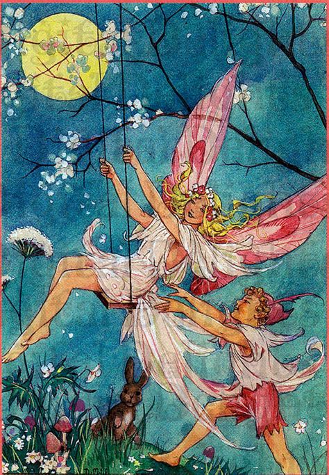 FAIRY Swing. Vintage Fairy Illustration. Fairy DIGITAL Download. Vintage Fairy Digital PRINT in ...