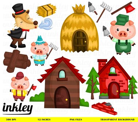 Ready to use Three Little Pigs and clipart for personal and commercial ...