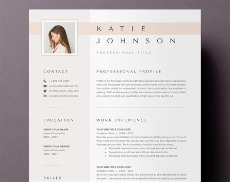 Resume Template With Photo for Microsoft Word and Pages MAC | Etsy