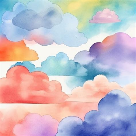 Premium Photo | Watercolor illustration of a sky with clouds