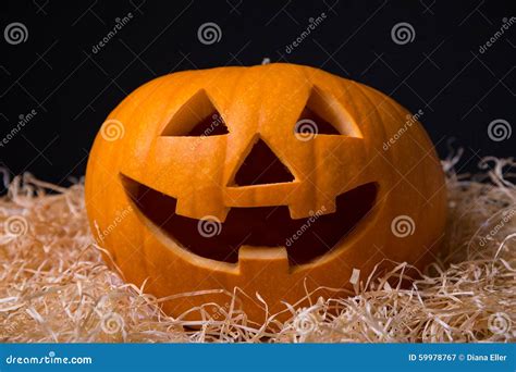 Halloween Concept - Pumpkin Jack-O-Lantern With Happy Face Stock Image - Image of autumn ...