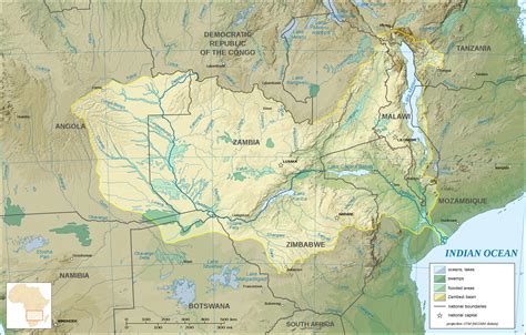 Drainage basin of the Zambezi river : r/MapPorn