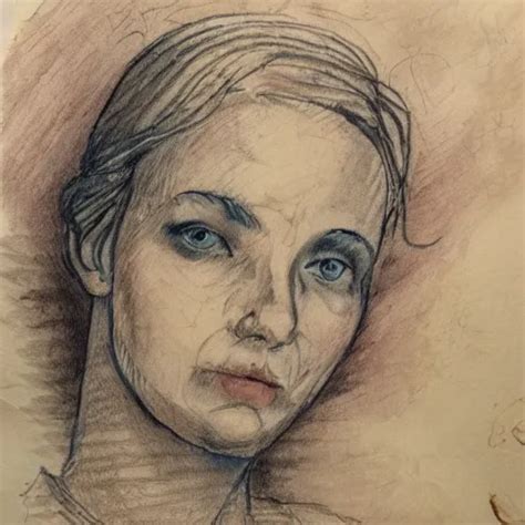 hand drawn portrait showing pencil, ink, watercolor | Stable Diffusion