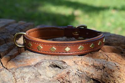 Sketches from the Saddlery - Leather items made in Italy: Padded dog collar with diamond shaped ...