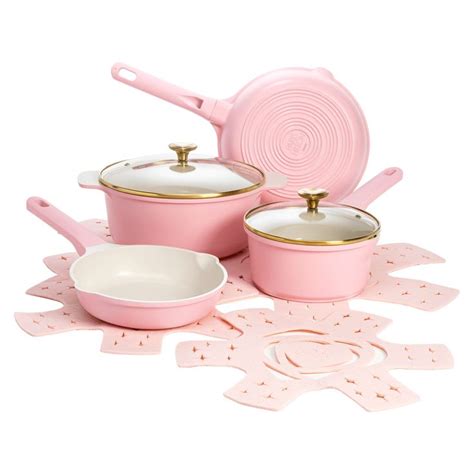 Paris Hilton Clean Ceramic Nonstick Cast Aluminum Cookware Set with ...