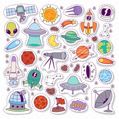 Solar system astronomy icons | Technology Illustrations ~ Creative Market