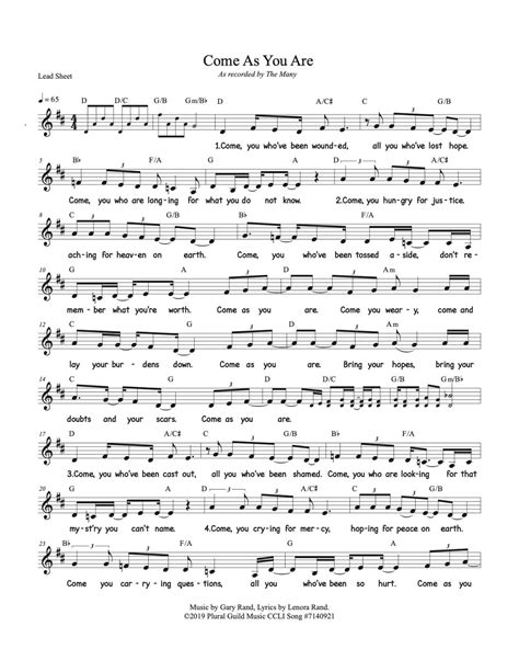 Come As You Are - Sheet Music & Song Download