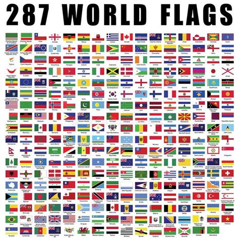 World flag flat icon collection with 287 all nations country flags ...