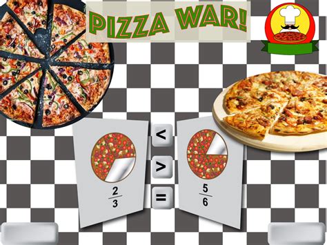 Interactive Math Game: Fractions: Pizza War! | Media4Math