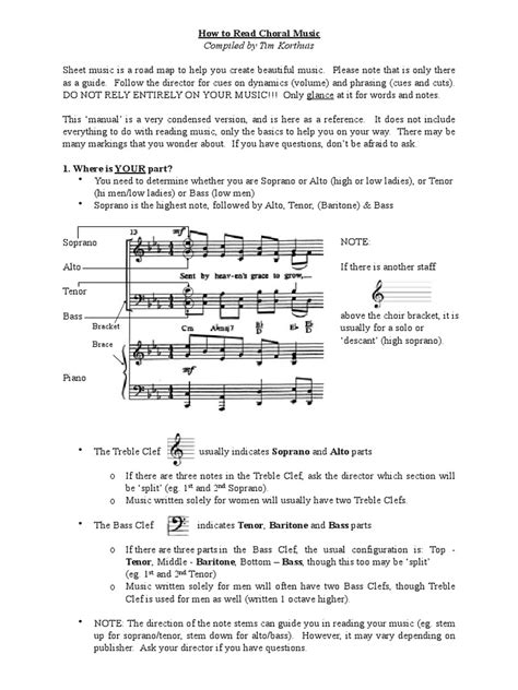 How To Read Choral Music | PDF | Clef | Sound