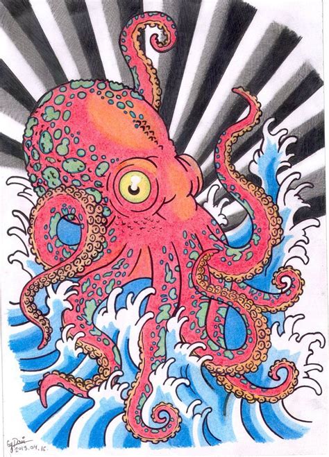 Japanese Octopus Drawing at GetDrawings | Free download