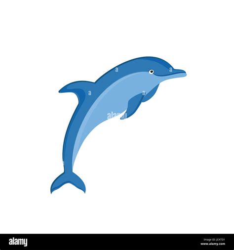 Vector illustration jumping dolphin isolated on white background. Dolphin icon. Sea creature ...