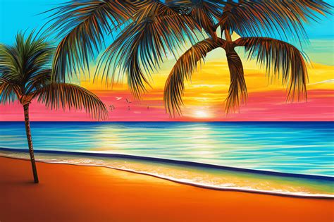 Caribbean Cruise Ship Sunset Background Beach Scene Palm Trees Sparkle ...