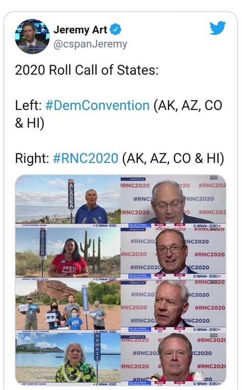 The difference between 2020 DNC and RNC State Roll call. To be fair, the RNC had diversity, too ...